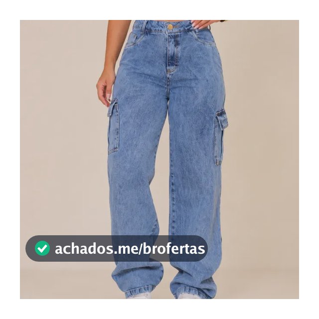 Calça Cargo Jeans Feminina Wide Leg Cintura Alta Stillger