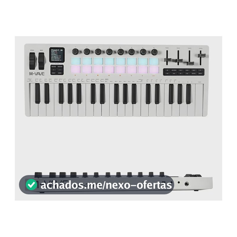 M-vave Teclado Controlador Smk-37 Pro Midi 37 Teclas Branco