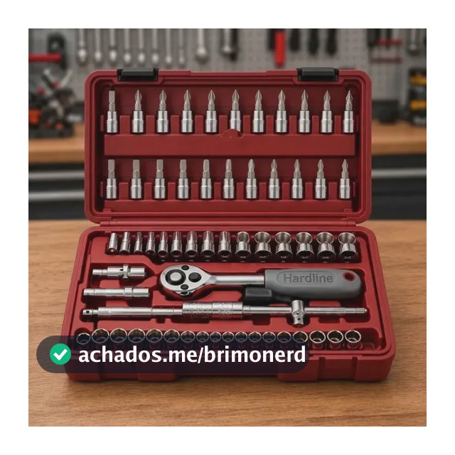 Kit Jogo de Ferramentas 46 Peças Catraca Soquetes Bits Fenda Phillips Allen Extensores com Maleta para Oficina Mecânico Casa Carro Reparos Manutenção Portátil Compacto Hardline