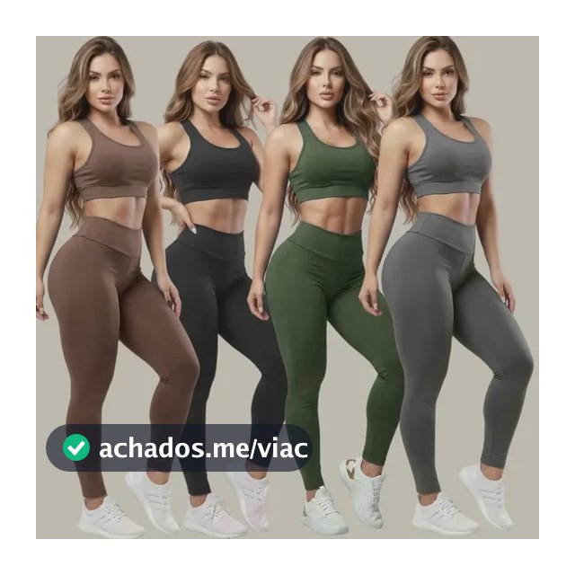 Kit 4 Conjuntos Calça Leg E Top Roupas Femininas De Academia