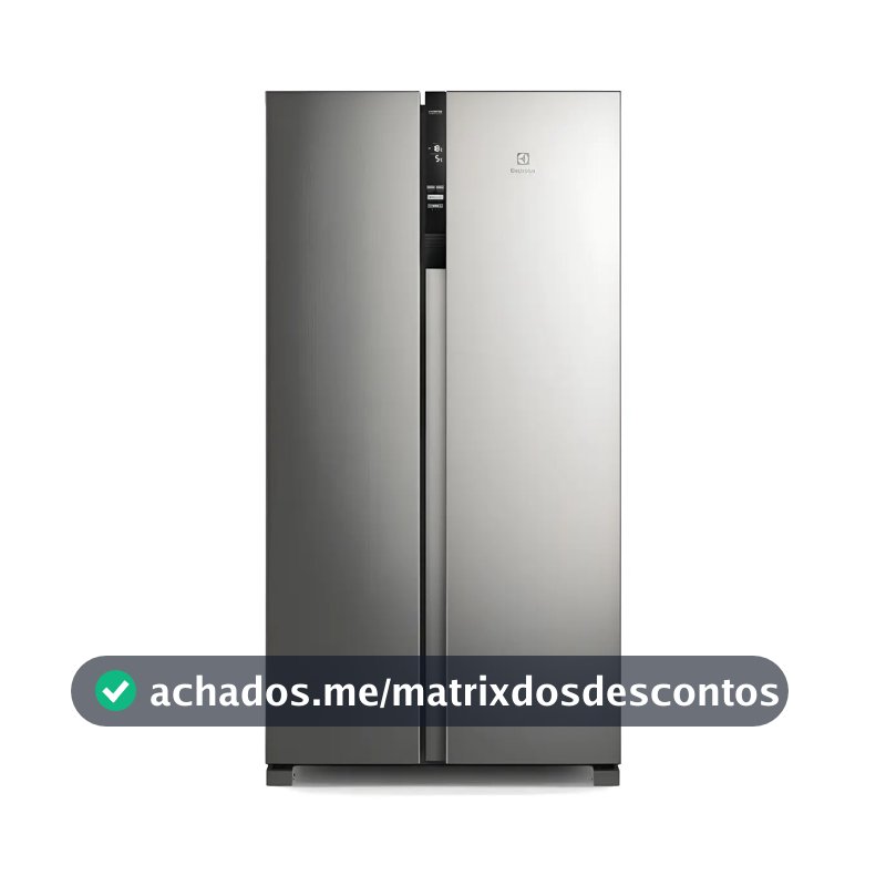 Geladeira Electrolux IS4S Frost Free Inverter 435L Side by Side cor Inox Look