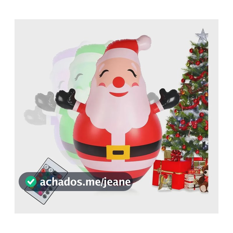 Papai Noel 1,5m Grande Inflavel Com Led Enfeites Natalinos Vermelho 1.5v