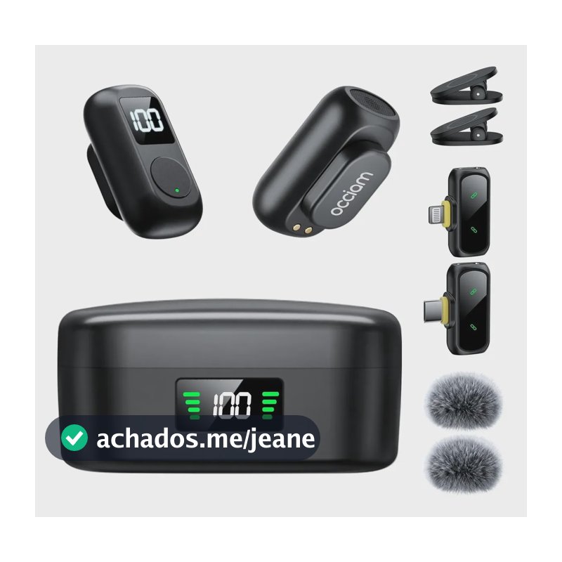 Microfone Lapela Wireless Occiam Qy88 Mic Profissionais Preto