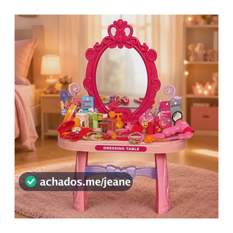 Penteadeira Infantil 46 Peças Espelho Importudo Rosa