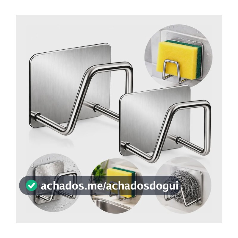 Kit 2 Suporte Porta Esponja Para Pia Cozinha Aço Inox Prata Prateado