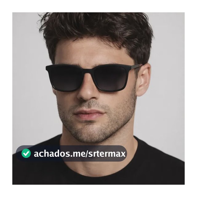 Óculos De Sol Quadrado Preto Fosco Unissex Proteção Uv400