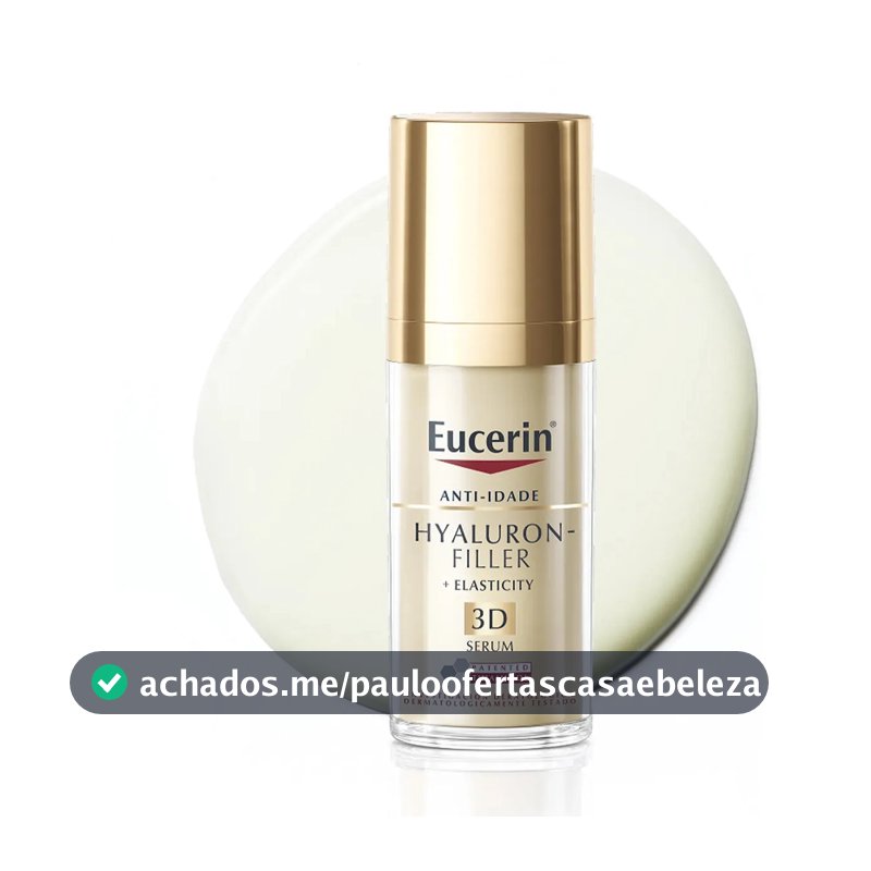 EUCERIN 3D Sérum Facial Anti-idade Firmador 30ml, Elasticity, Pele Madura, Hyaluron-Filler, Ácido Hialurônico, Antirrugas