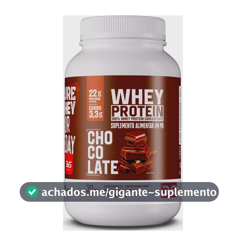 100% WHEY Protein Concentrado 900g Sabor Chocolate - Proteína 100% Pura - 3VS Nutrition
