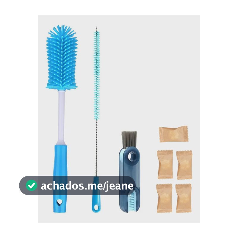 Kit 9 Escovas Limpeza De Copo E Canudos Escovinha Higiênica Azul