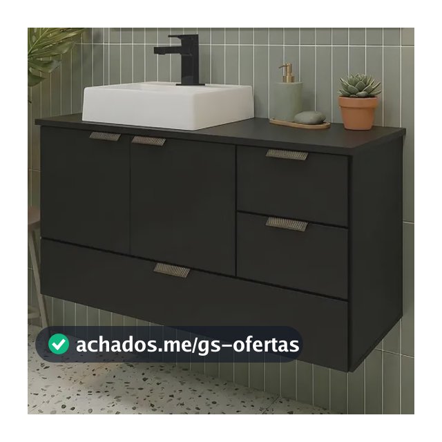 Armário Para Banheiro Lavabo Suspenso Organizador Com Cuba Chumbo Branca Um Furo