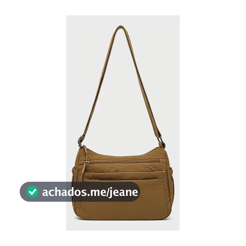 Bolsa Feminina Transversal Nylon Vários Bolsos Leve Preta Khaki