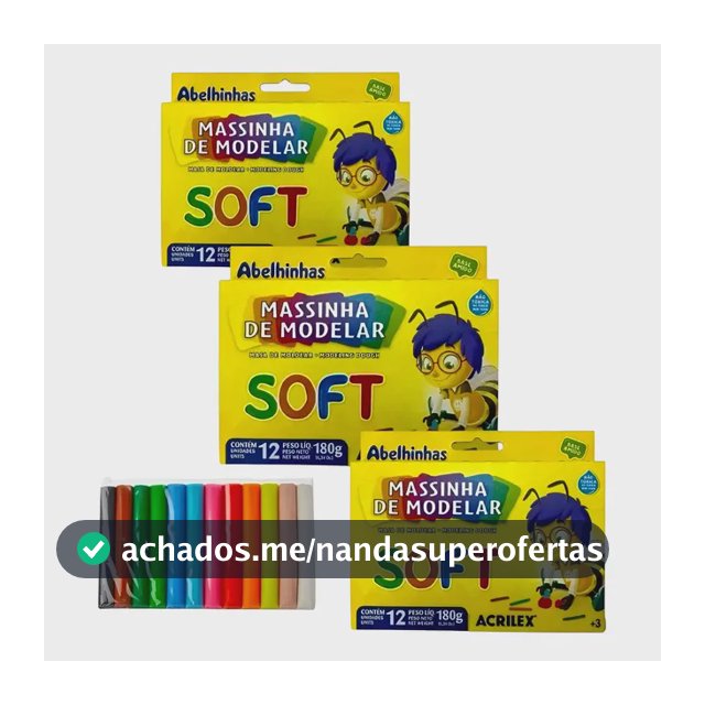 Kit 3 Massinha De Modelar Soft Acrilex 12 Cores Infantil Colorida