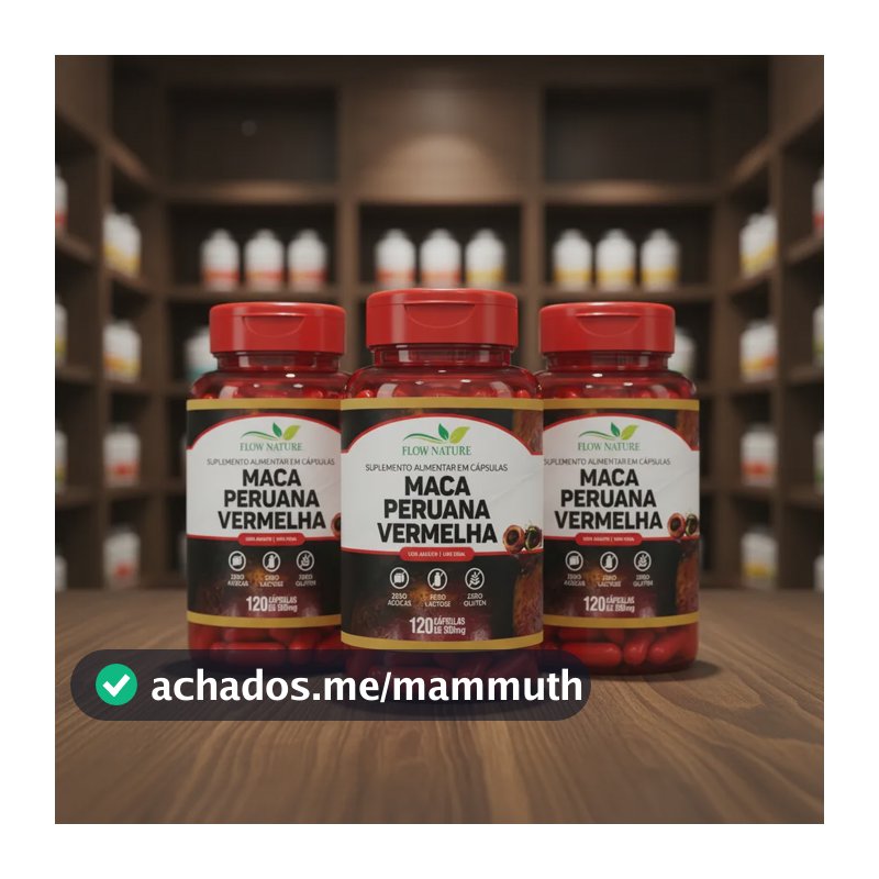 Maca Peruana Vermelha Premium 1500mg 360 Cápsulas Vitalidade Sem Sabor