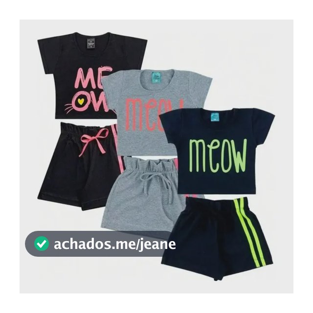 3 Conjuntos Em Algodão Estampado Verão Shorts E Camiseta