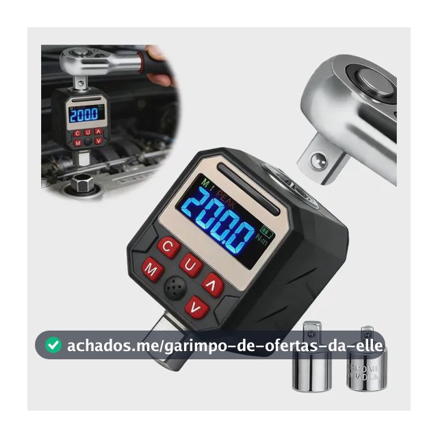 Torquimetro Digital 10-200 Nm 1/2 Com Adaptadores 3/8 E 1/4 Preto