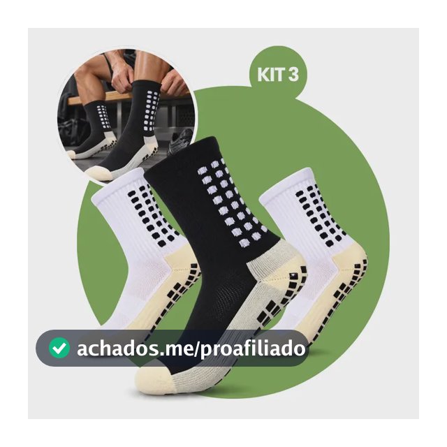 Kit 3 Pares Meia Antiderrapante Esportiva Futebol Treino Pro