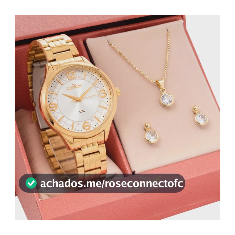 Kit Relógio Feminino Condor Com Colar E Brinco Co2035nco/k4k