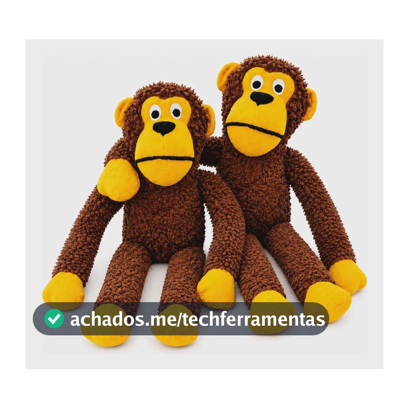 Kit 2 Brinquedo Cachorro Pelúcia Macaco 40 Cm Com Apito