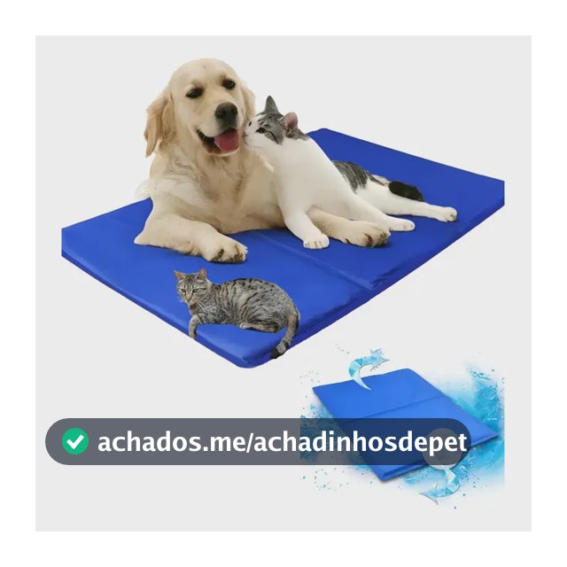 Tapete Refrescante Gelado Para Cachorro Gato Cão 65cm X 50cm Azul Liso