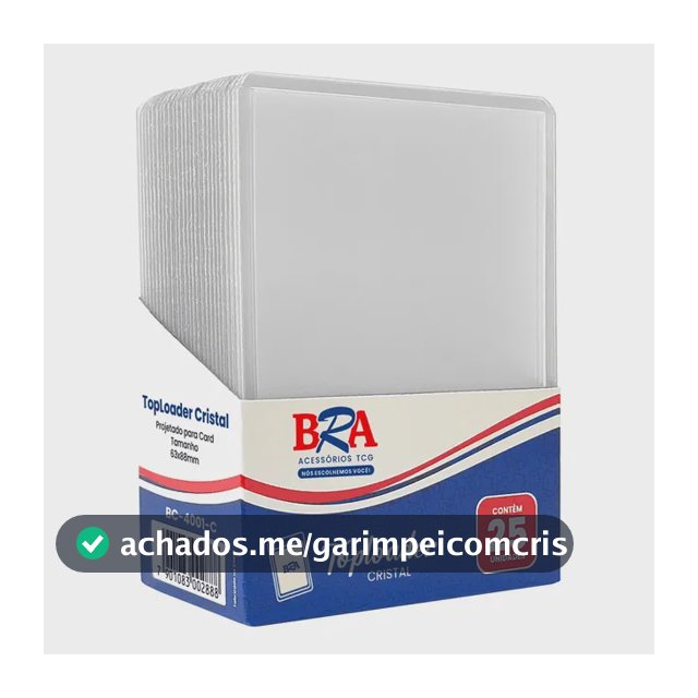25 Toploader Cristal Bra Para Cards Pokemon, Magic E Outros Transparente