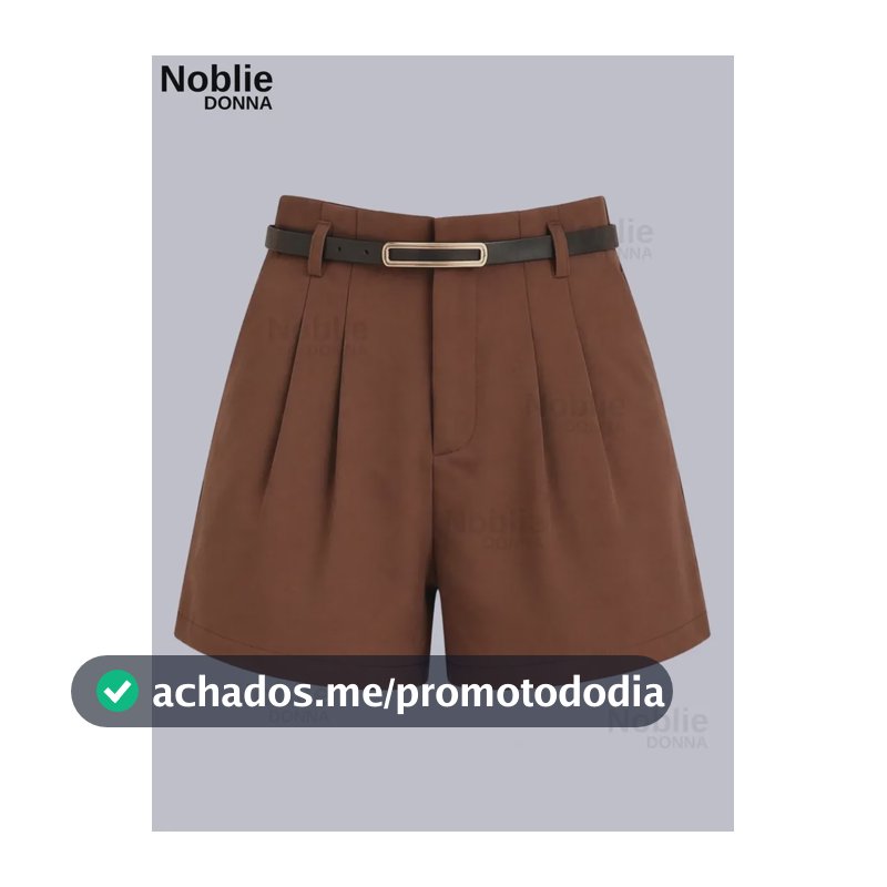 Short Alfaiataria Com Cinto Elegante Feminino Cintura Alta Marrom G