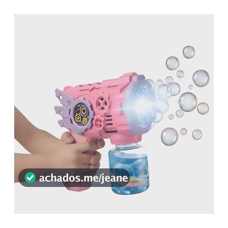 Brinquedo Maquina Bolhas Sabão Pistola Luz Automática Caixa Rosa