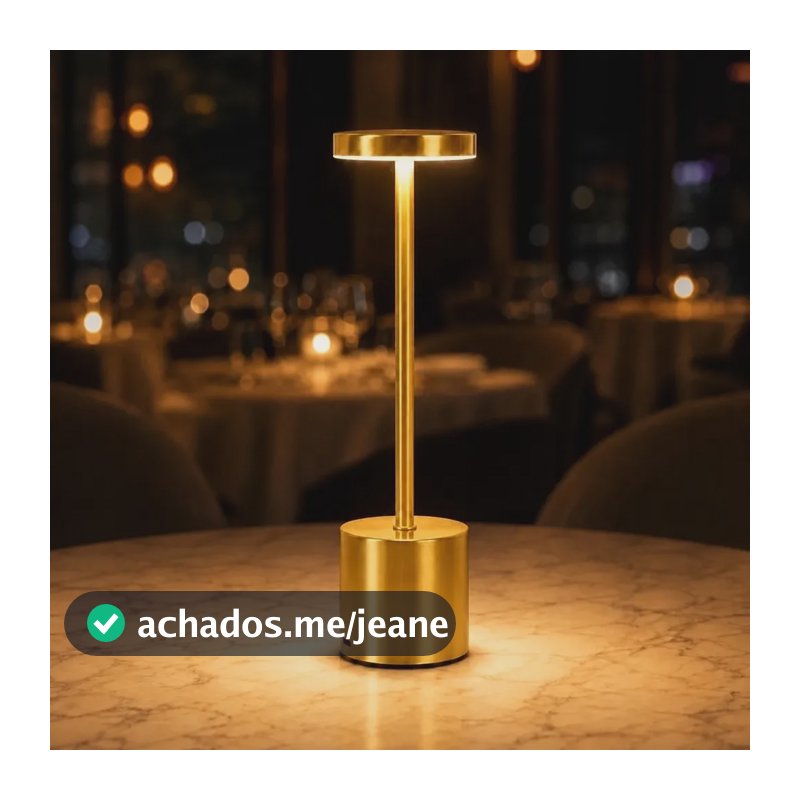 Luminária De Mesa Led Touch Recarregável 3 Cores Dourada Dourado