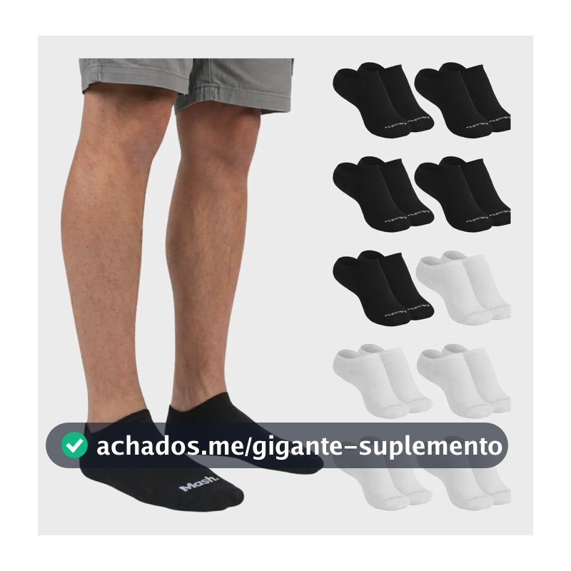 Kit 10 Pares Meia Invisível Soquete Algodão Confortável Mash 5 Brancas - 5 Pretas Meia Invisível Meia Cano Curto Meia Masculina Meia Feminina G ( 39 A 44 ) Meia Masculina Meia Feminina Meia Algodão