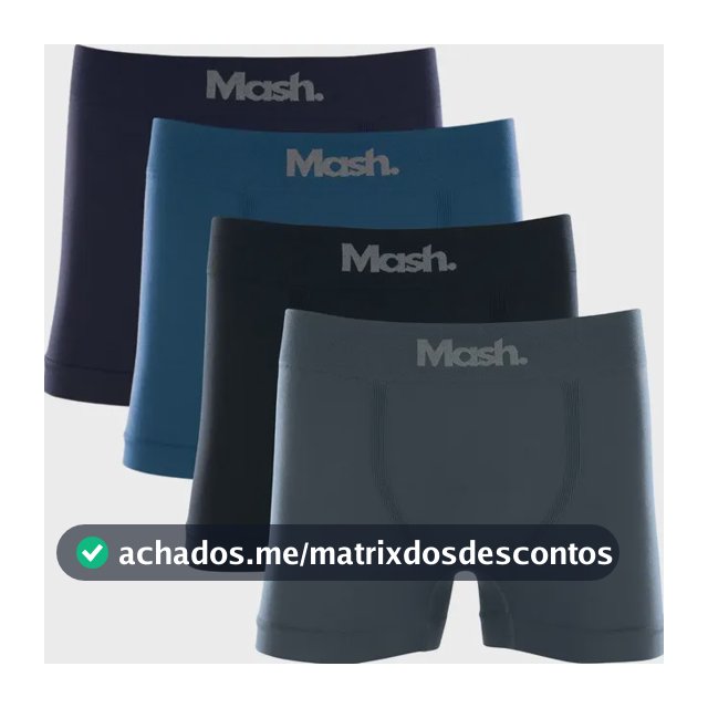 Kit Com 4 Cuecas Boxer Microfibra Mash Box Sem Costura
