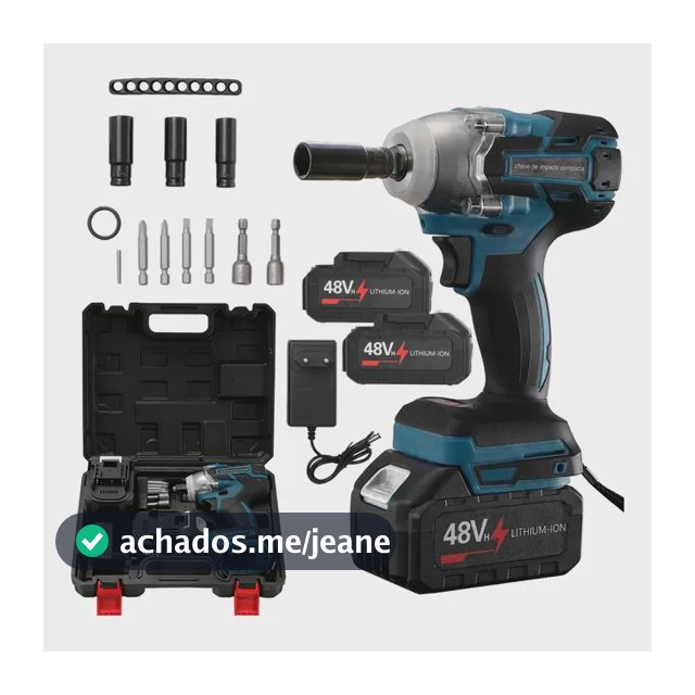 Kit Chave Impacto 48v Sem Fio Alto Torque Duas Baterias