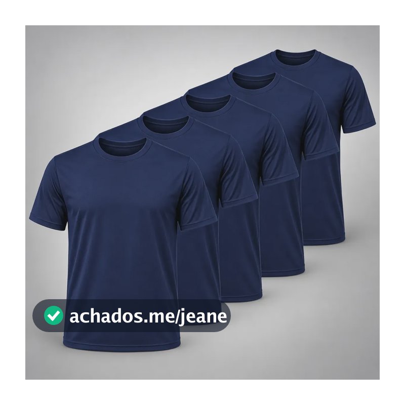 Kit 5 Camiseta Masculina Camisa Blusa Básica Lisa Não Amassa Kit 5 Azul Marinho G Liso