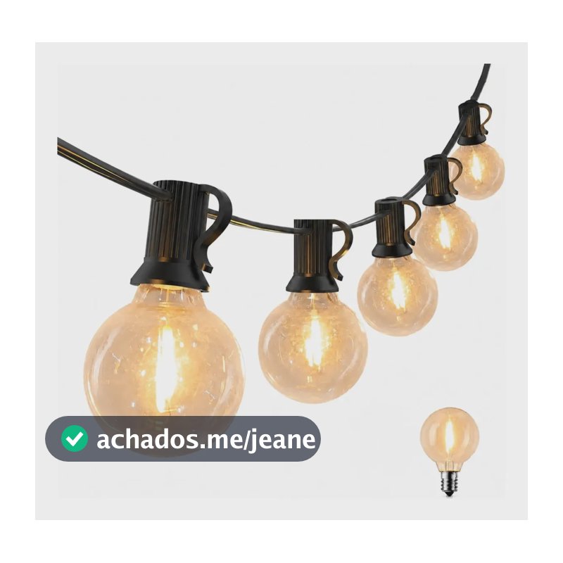 Varal De Luzes Externo 15m/10m G40 Lâmpadas À Prova D'água Branco-quente 220v