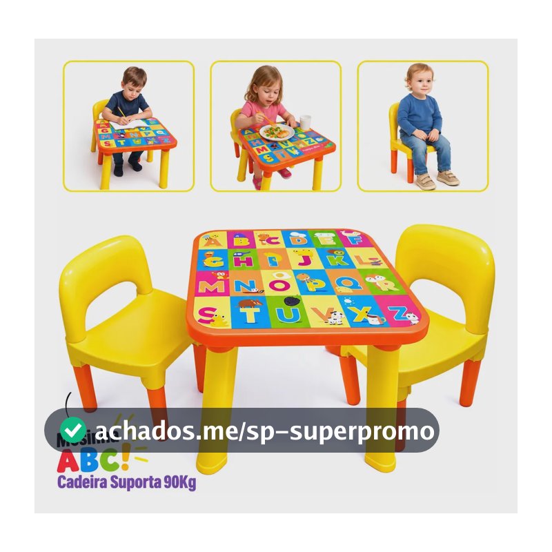 Mesinha Infantil Com 2 Cadeiras Educativa Alfabeto Completo Atacarejo Kids
