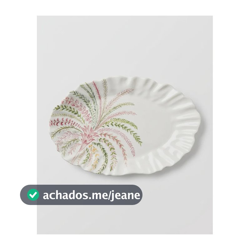 Travessa Média Floral De Cerâmica Scalla 38 Cm Branco