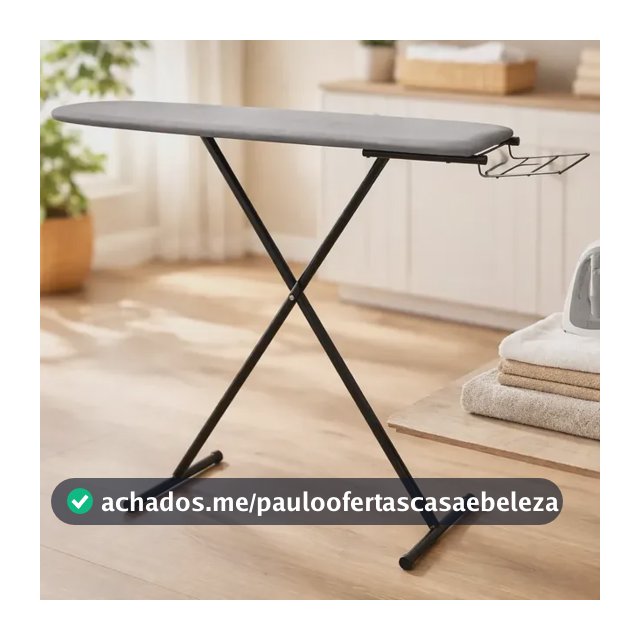Tabua De Passar Roupa Reforçada Com Porta Ferro 3 Alturas Cor Preto Liso
