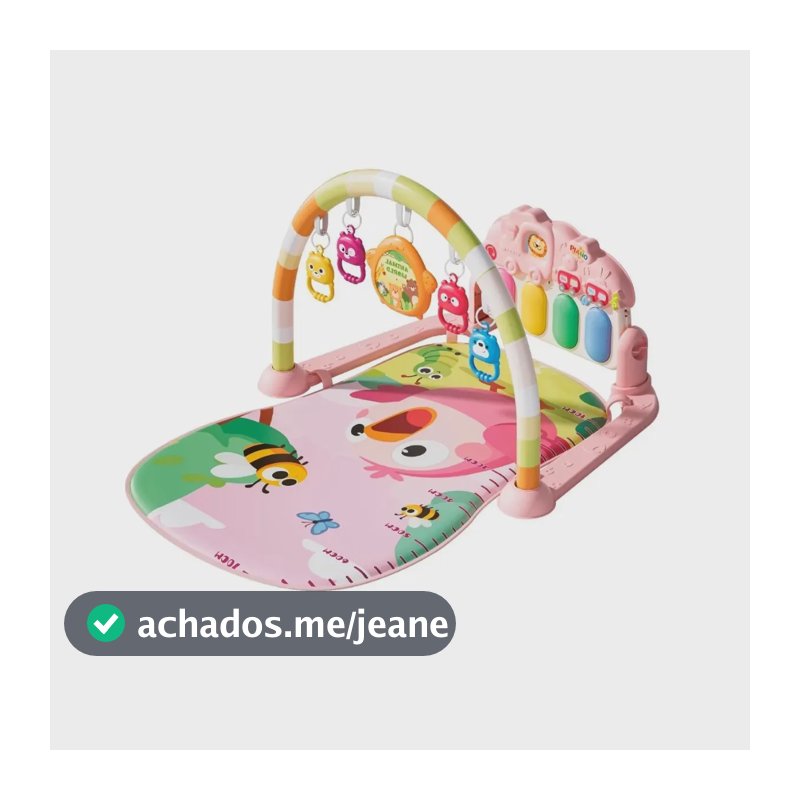 Tapete De Atividades Para Bebê Piano Musical Ginásio Móbile 5 Brinquedos Piuí Rosa Maxi Baby