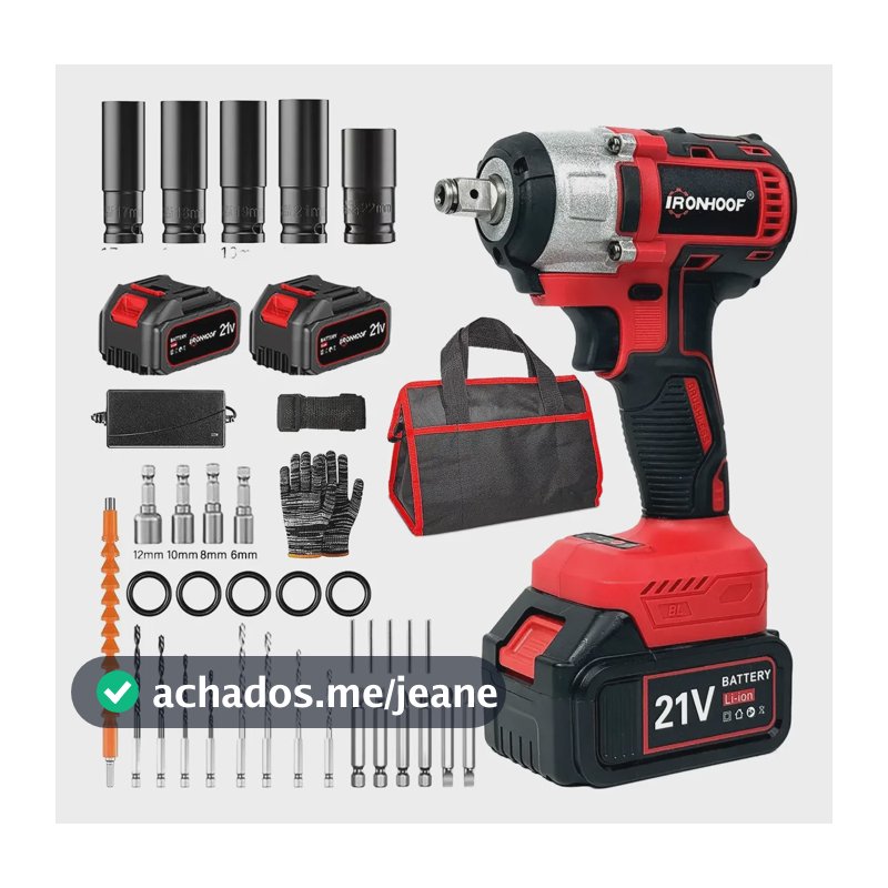 Chave De Impacto Elétrico Parafusadeira Brushless Sem Fio Vermelho 110/127/220v 60