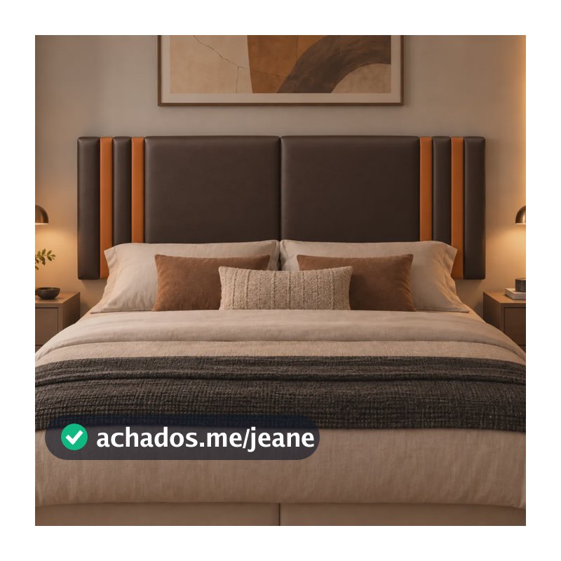 Cabeceira Cama Box King Size 195 Cm Painel Suspenso Estofado Corino Tabaco