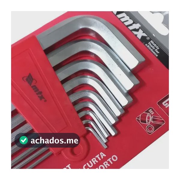 Jogo De Chave Allen Curta Acetinada Crv 2-12mm 9pcs Mtx