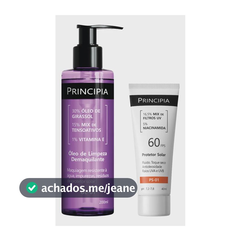 Principia Kit Óleo De Limpeza + Protetor Solar Facial Fps 60 Todo Tipo De Pele Dia/noite