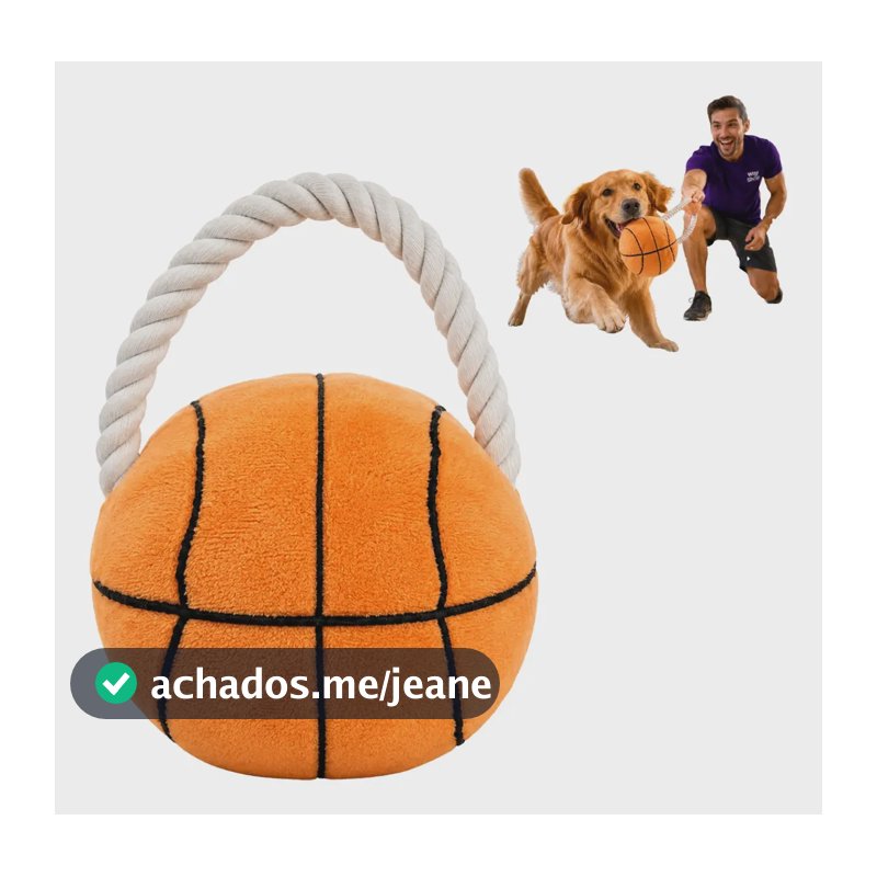Bola Pelúcia Basquete Cachorro Com Puxador Mordedor Pet Laranja