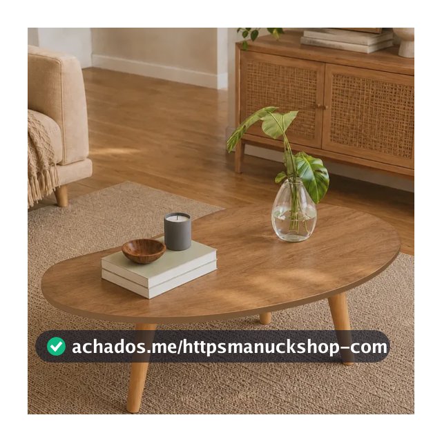 Mesa Centro Baixa Pé Palito Orgânica Decoração Sala Retrô Marrom
