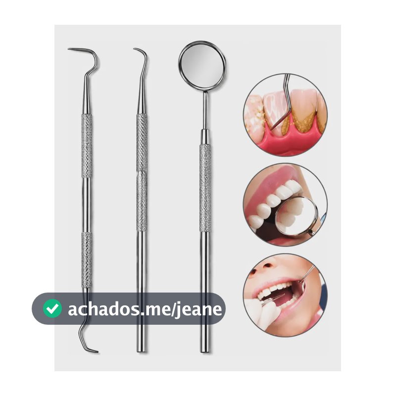 Kit Removedor De Placa E Tártaro Com Espelho Dental