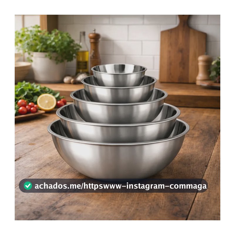 5 Tigelas Bowl Inox Com Medidor Multiuso Cozinha Misture, Meça E Prepare Receitas Com Precisão Profissional