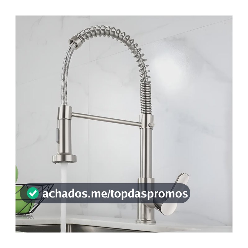 Torneira Cozinha Gourmet Bancada Flexível Monocomando Pia Prateado B22-silvery