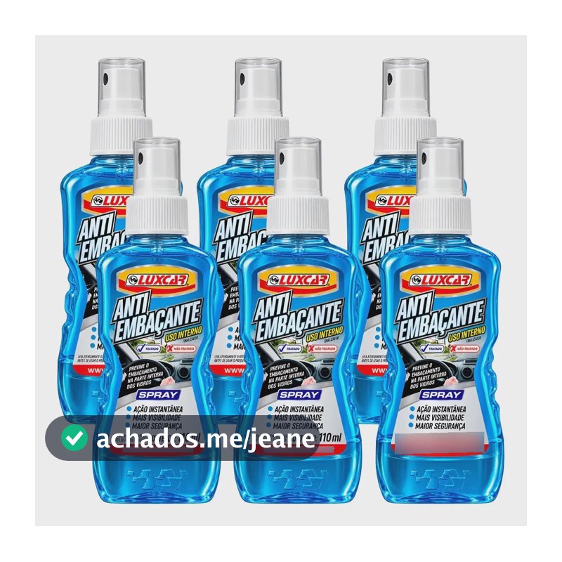 Kit 6 Antiembaçante Spray Luxcar 110ml Vidros Automotivos