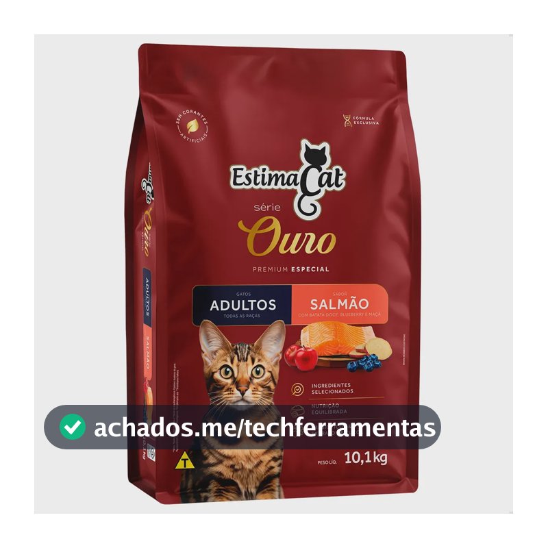 Ração Gato Estimacat Ouro Adulto Salmão Batata Doce 10kg