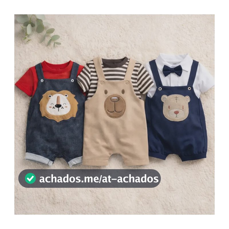 Kit 3 Conjuntos Bebê Menino Verão Roupa Bordado Masculino Bb Cor Multicolorido Tamanho G (8-11meses)