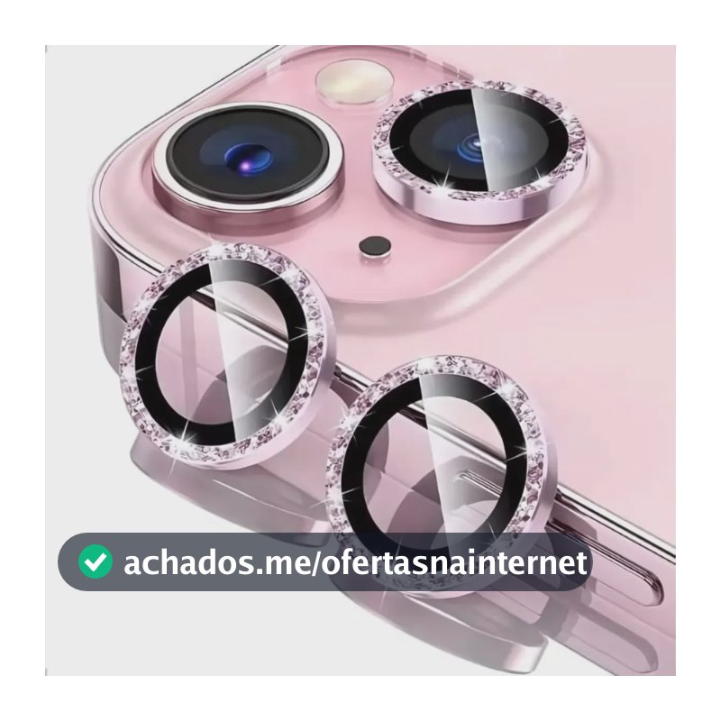 Lente Câmera Strass Película iPhone 16 / 16 Plus Kit Cor Rosa iPhone 16 E 16 Plus