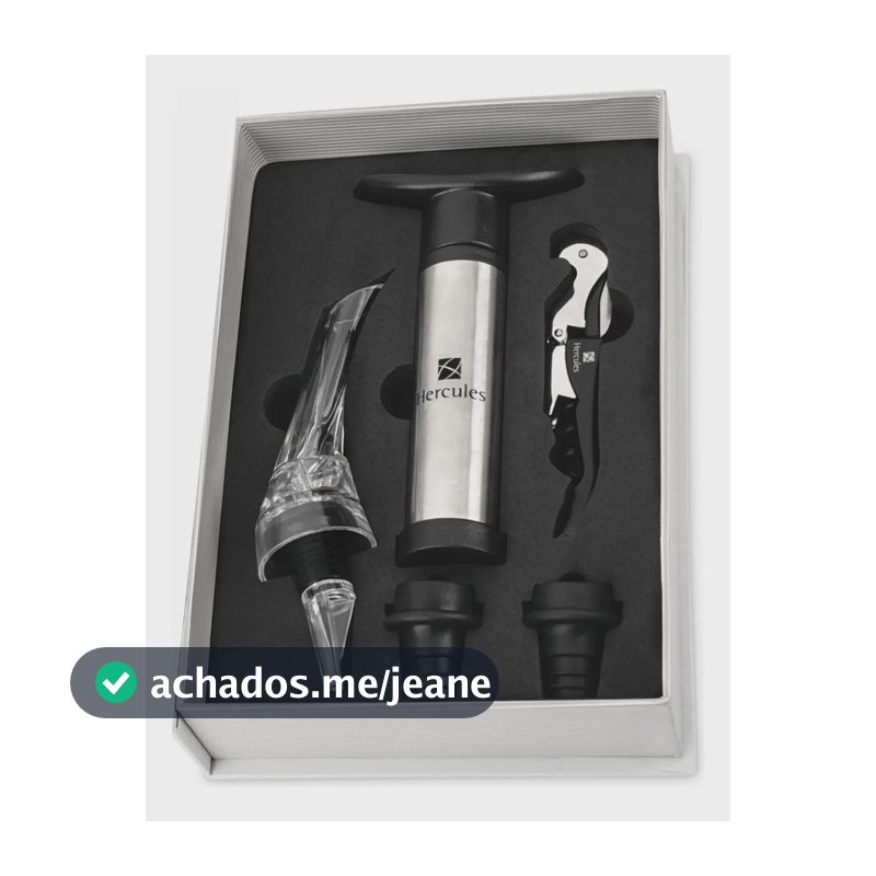 Conjunto de Vinho 5 peças e acessórios para vinho com saca rolhas Hercules Caixa presente
